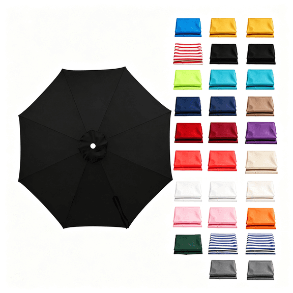 MISSMILE 7Ft 8Ft 9Ft Patio Umbrella Replacement Canopy for 6 8 Ribs, Outdoor Market Umbrella Top Cover, Uv Protective and Water Resistant Umbrella Top, Canopy Only(Black,6.6Ft(6Ribs))