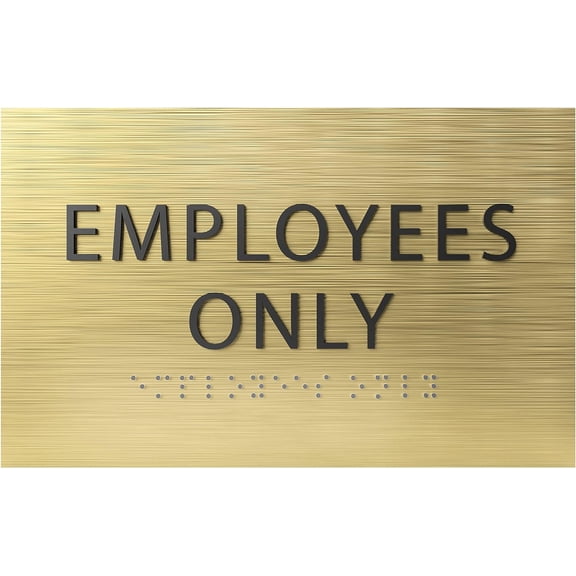 ADA CENTRAL SIGNS - 6" X4" Employees Only Sign - ADA Compliant Tactile Graphics Grade 2 Braille Text | Wall Mount Plastic Signs for Shopping Malls, Offices, Hotels, Schools, Apartments & Restaurants