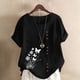 thumbnail image 2 of Vestidos Casuales Para Mujer, Blusas De Mujer De Moda Blusa informal de lino con cuello redondo, manga corta y botones para mujer, 2 of 4