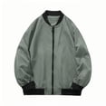 thumbnail image 1 of Man Solid Color Pockets Zipper Loose Baseball Collar Coat, 1 of 8