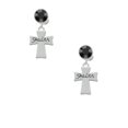 thumbnail image 2 of Delight Jewelry Silvertone Faith Flat Cross Black Crystal Clip on Earrings, 2 of 5
