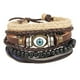 thumbnail image 5 of Pulsera trenzada vintage de cuero multicapa para hombre. ojos cuentas de cuero, 5 of 9
