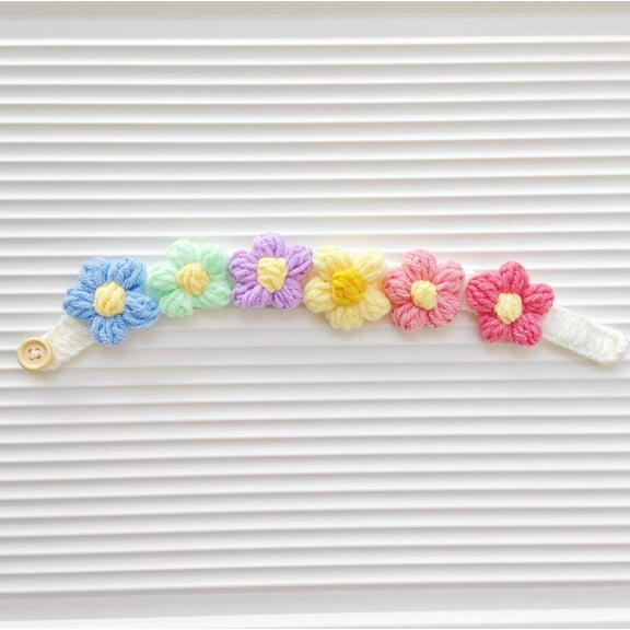 Handmade Flower Pet Collar Accessory, Yarn Knit Scarf Decoration for Dogs and Cats, Adjustable Neckwear for Small Pets