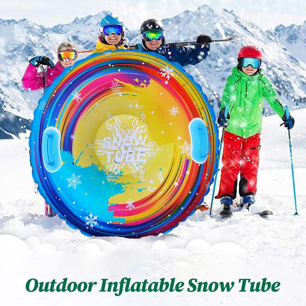 Snow Tube, Inflatable Snow Sled for Kids and Adult, Thickened Heavy Duty Hard Bottom Sleds for Snow, Winter Toys for Outdoor Sledding Snow Sports