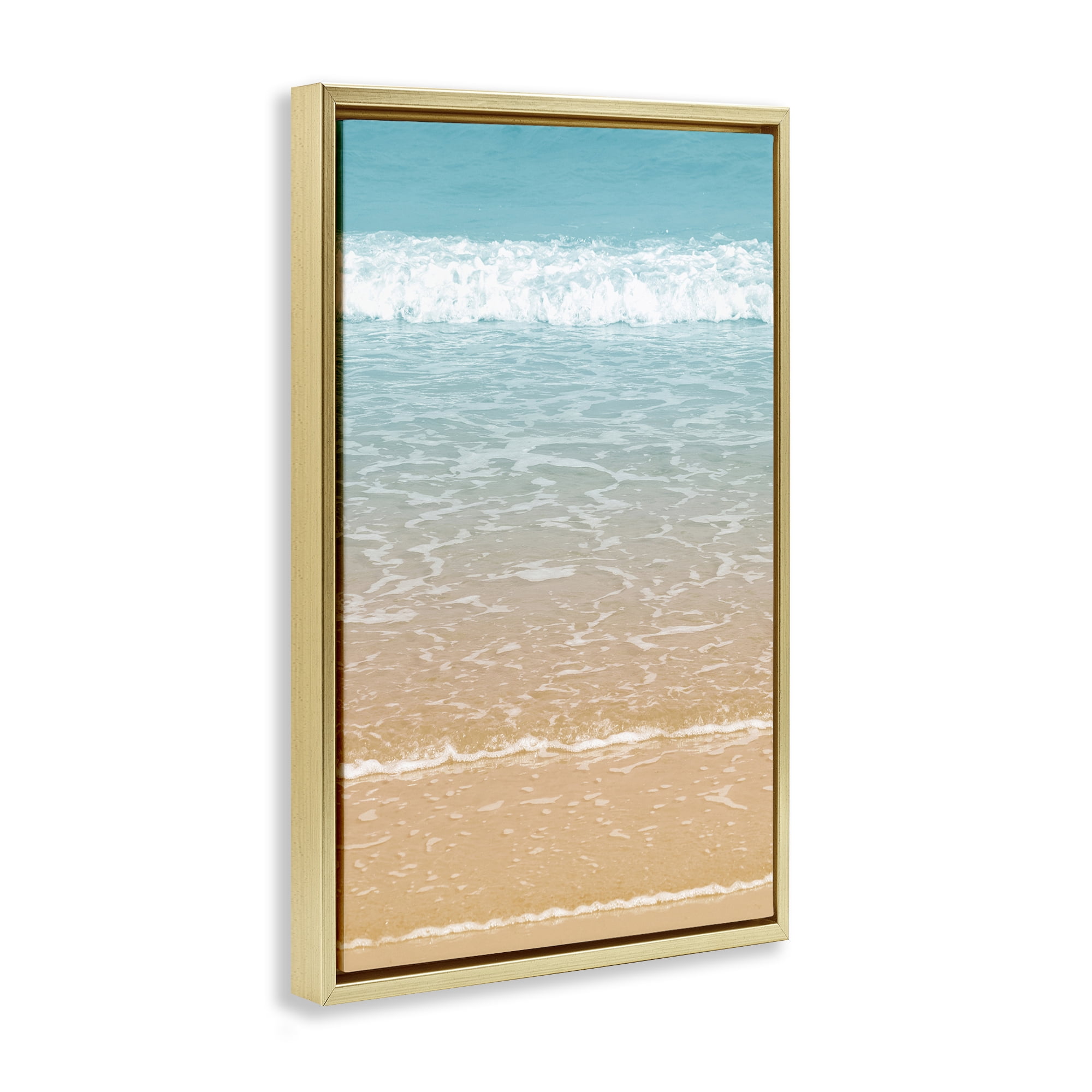 Stupell Industries Clear Waters Shore Nautical & Beach Photography Gold Floater Framed Canvas Art Print Wall Art, 17 x 25