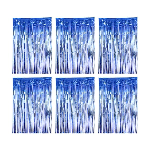 spellwife 6 Pcs Rideau de Fête Pailleté Métallique pour Anniversaire Mariage Baby Shower Bleu