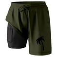 thumbnail image 1 of Mens Board Shorts Swim Trunks With Compresssion Liner Inseam Board Shorts With Pockets Short De Plage Homme Dark Green L, 1 of 4