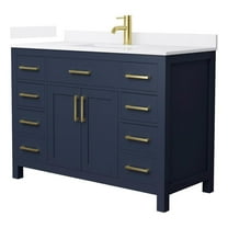 Beckett 48" Dark Blue Single Vanity & White Quartz Top (1-Hole) & Gold Trim