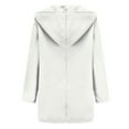 thumbnail image 4 of Women's Single Breasted Hooded Jacket Casual Trench Coat Fall Pea Coats Winter Overcoat Jacket White 4XL, 4 of 5