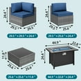 thumbnail image 3 of Walsunny 15 Pieces Patio Wicker Rattan Fire Pit Furniture Conversation Sets with Outdoor Sectional Sofa,45" Gas Propane Fire Pit Table,Glass Coffee Table,Silver Rattan Aegean Blue Cushion, 3 of 6