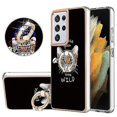 thumbnail image 1 of For Samsung Galaxy S21 Ultra 5g Electroplating Dual-side Imd Phone Case With Ring Holder(smile), 1 of 5