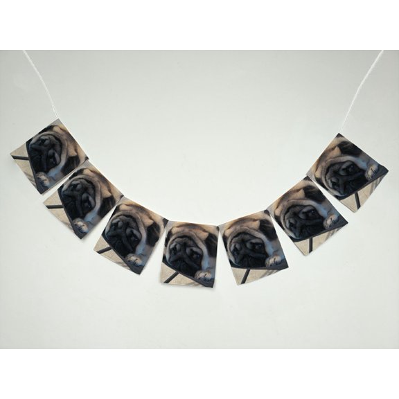 ZKGK Pug Puppy Banner Bunting Garland Flag Sign for Home Family Party Decoration