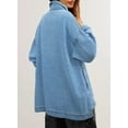 thumbnail image 6 of SHEWIN Women's Plus Size denim Jacket Oversized Jean Jackets Boyfriend Button Up Long Sleeve Split Fall Spring Shacket Light Blue, 6 of 7
