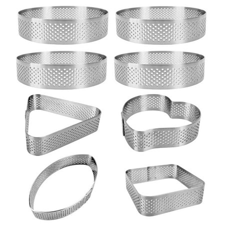 

DIY French Dessert Bakeware Cutter Tart Ring Set Cake Mold Tart Ring Silicone Perforated Mousse