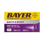 Bayer Back & Body Aspirin, 500mg Coated Tablets, Fast Relief, 100 ct, 3 Pack