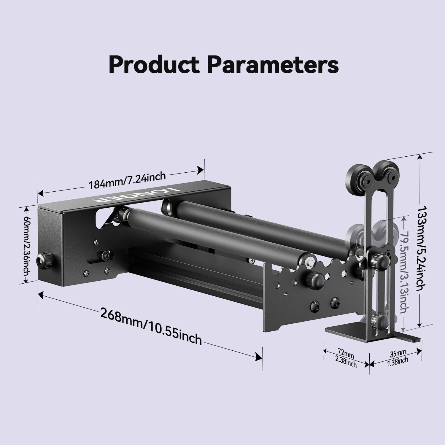 Longer Laser Engraver New-Rotary Roller, Y-axis 360° Rotation, Compatible with Other Brands of Engraver，a Good Partner for Laser Engraving Machine