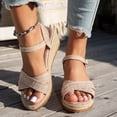 thumbnail image 1 of MKLEKYY Sandalias de Playa para Mujer, Sandalias de Cuña Con Boca de Pez de Color Liso de Tela A La Moda de Verano para Mujer, Zapatos de Temperamento para Exteriores, 1 of 5