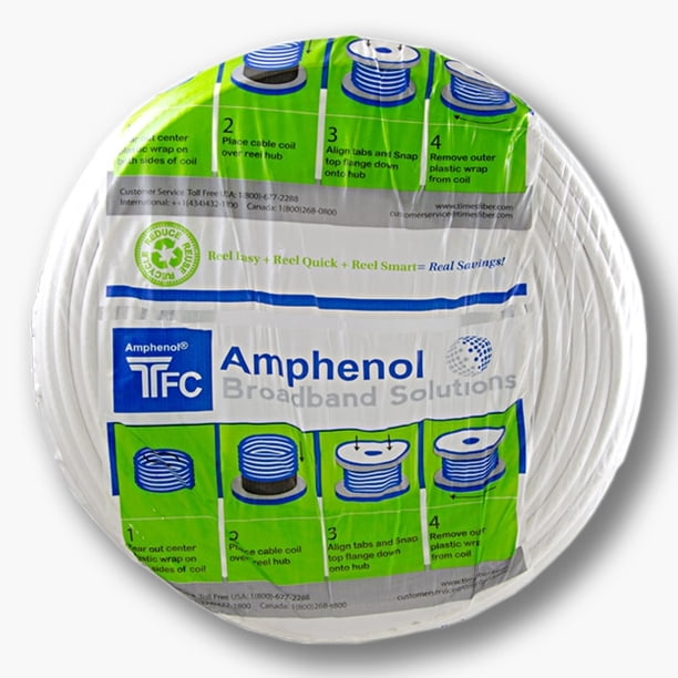 Kit de bolsa de servicio SatelliteSale Amphenol 500 pies de cable de gota blanca