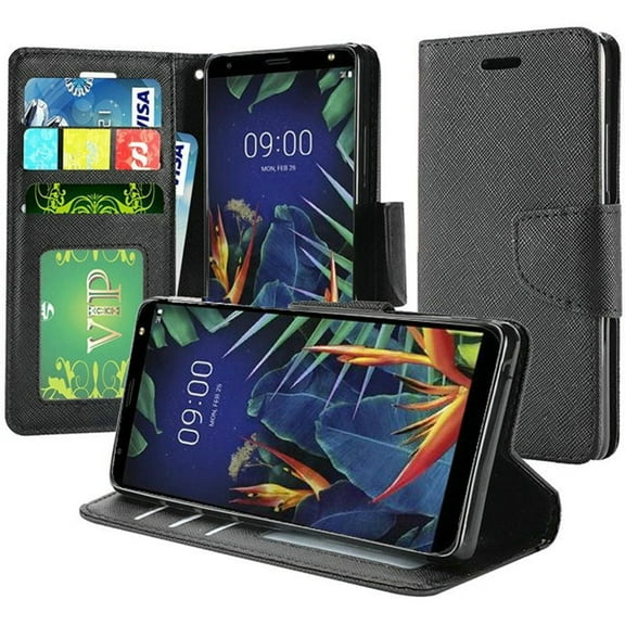 GSA Denim Two Tone Flip Wallet Case for LG K40, Harmony 3 - Black