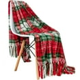 50 x 60 Christmas Gift Plush Blanket Throw with Fringe, Plaid