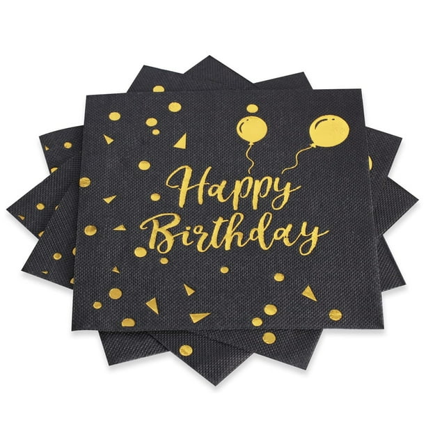 60 servilletas de cumpleaños, servilletas de feliz cumpleaños, servilletas de papel desechables para cenas, cócteles, fiestas, suministros para fiestas de cumpleaños para adultos y niños,