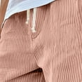 thumbnail image 5 of Men's Corduroy Shorts Lightweight Drawstring Waist Cargo Shorts Pants Summer Beach Pink M, 5 of 7