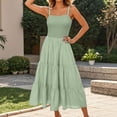 thumbnail image 2 of Women's Trendy Summer Maxi Dress Spaghetti Strap Smocked Tiered Ruffle Boho A Line Beach Casual Flowy Long Dresses, 2 of 4