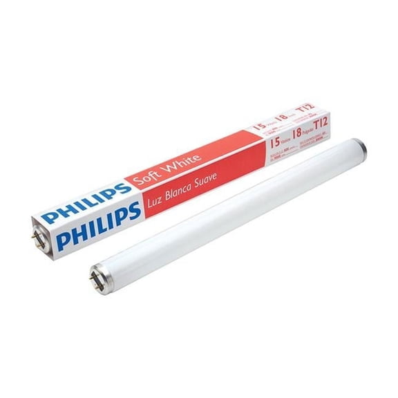 Philips 3000005 15W T12 1.5 Dia. x 18 in. Soft White Fluorescent Bulb Linear, 800 Lumens - Pack of 6