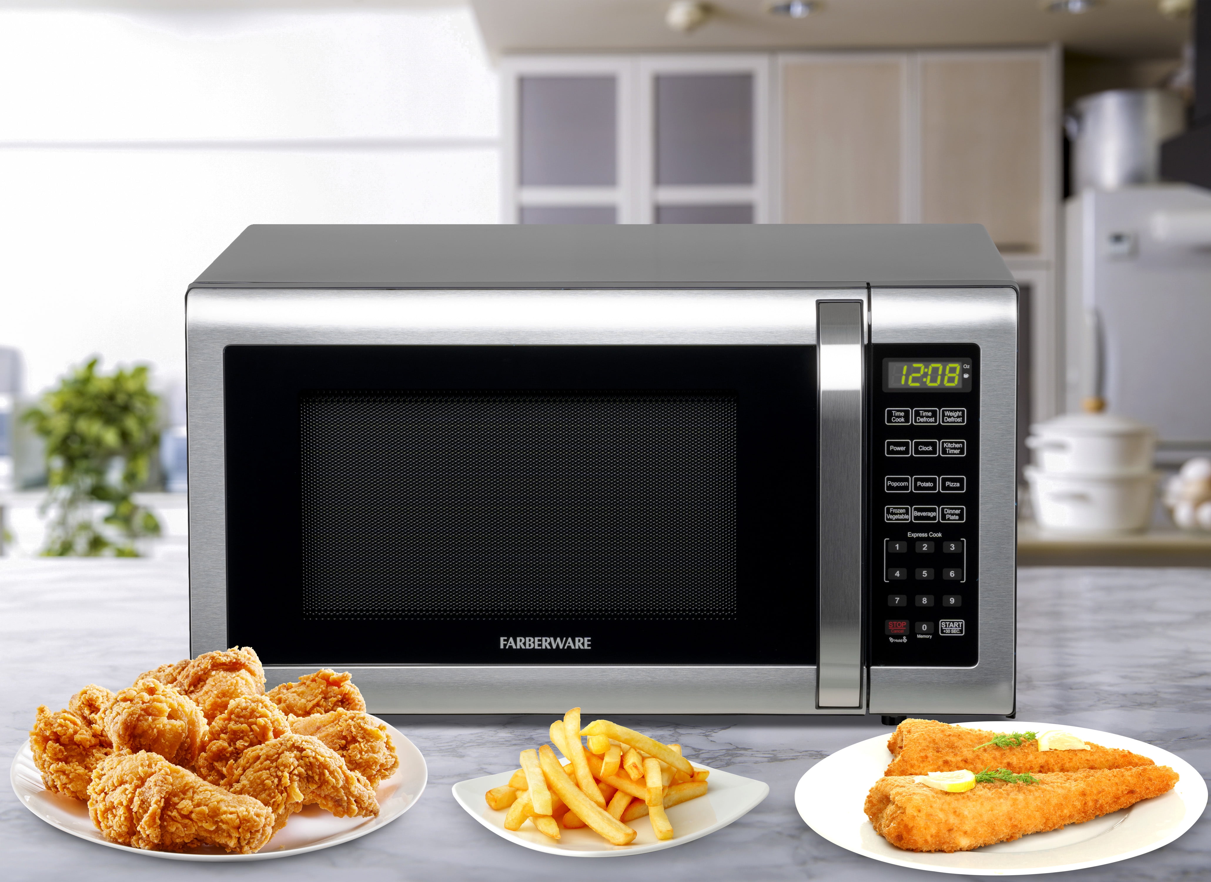 Farberware 1.6 Cu. Ft Countertop Microwave Oven, 1100 Watts, Stainless Steel