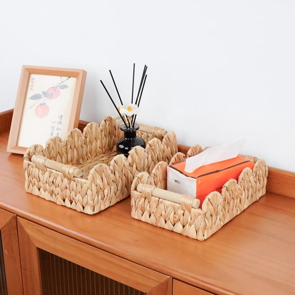 Handmade Water Hyacinth Woven Storage Basket with Lid, Natural Seagrass Decorative Box for Blankets Toys Magazines, Eco-Friendly Multi-Room Organizer for Home Nursery