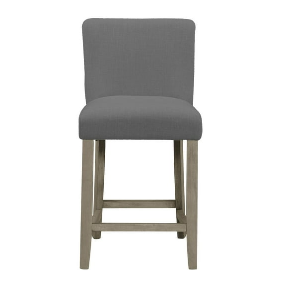 Set of 2 Aleco Gray Fabric Counter Stool with Metal Nail Head Accents