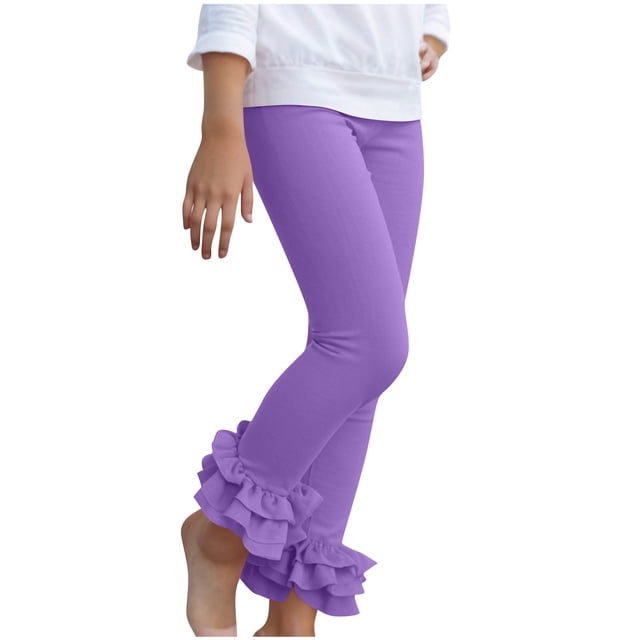 yocbz Toddler Clothes Baby Toddler And Little Girls Solid Color Ruffle Leggings Available In Multiple Colors Purple,11-12 Years