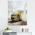 thumbnail image 1 of Cars Tapestry, Racer Sports Car in Course of Competition Drifting with Moving Wheels on Asphalt Win Photo, Fabric Wall Hanging Decor for Bedroom Living Room Dorm, 5 Sizes, Yellow, by Ambesonne, 1 of 1