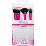 Real Techniques Sculpting Set, Includes Fan or Setting Brush & Brush Cup, Pink