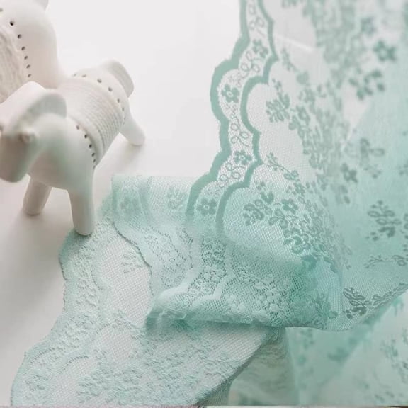 Vintage Lace Curtains 84 Inches Long-Victorian Floral Pattern Light blue Sheer Curtain Panels for Living Room Bedroom French Door, Light Filtering Drapes, 2 Panels 52W x 84L Cream