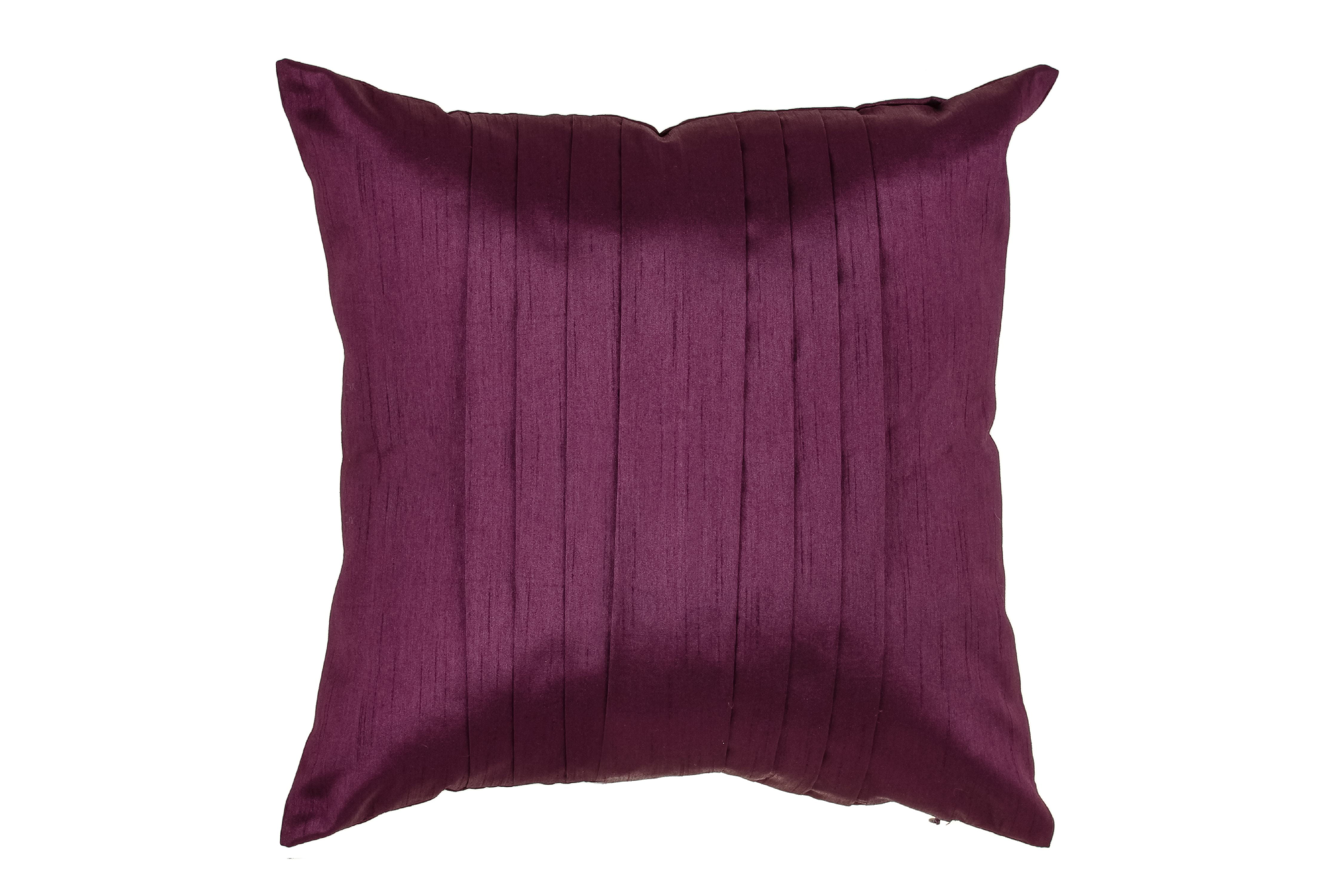 Pack of 2 Pleated Faux Silk Decorative Pillow Covers (20x20, Plum