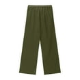 thumbnail image 6 of Tdoqot Girls Cotton Linen Pants- Lightweight Elastic Waist Wide Leg Baggy Kids Summer Pants Army Green Size 14 Years, 6 of 7