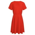 thumbnail image 5 of Pure Red Sundress Short Sleeve Dress Summer Women Clothes Dress for Women Dresses, 5 of 7