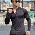 thumbnail image 2 of Camiseta deportiva para hombre, transpirable, de manga larga, para correr, ciclismo, atletismo, entrenamiento, baloncesto, cuello redondo, cremallera, 2 of 2