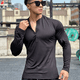 thumbnail image 2 of Camiseta deportiva para hombre, transpirable, de manga larga, para correr, ciclismo, atletismo, entrenamiento, baloncesto, cuello redondo, cremallera, 2 of 2