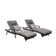 thumbnail image 3 of Outdoor Long Reclining Chair Set of 2,Wicker Lounge Chairs with Wicker Lounge Chairs with Cushions and Armrest,Reclining Lounge Chair Lawn Sunbathing Chairs Recliner Adjustable to 150°,Light Gray, 3 of 11