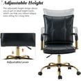 thumbnail image 3 of Faux Leather Office Chair Adjustable Swivel Desk Chair with Golden Legs and Arms Upholstered, Navy, 3 of 12