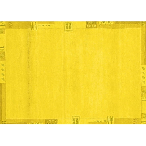 Ahgly Company Indoor Rectangle Abstract Yellow Modern Area Rugs, 2' x 4'