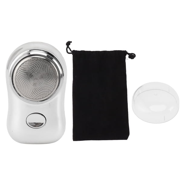 Mini recortadora de barba de bolsillo, tipo C, recargable, eléctrica, de bajo ruido, con batería de 400 mAh para viajes en coche, color plateado pulido