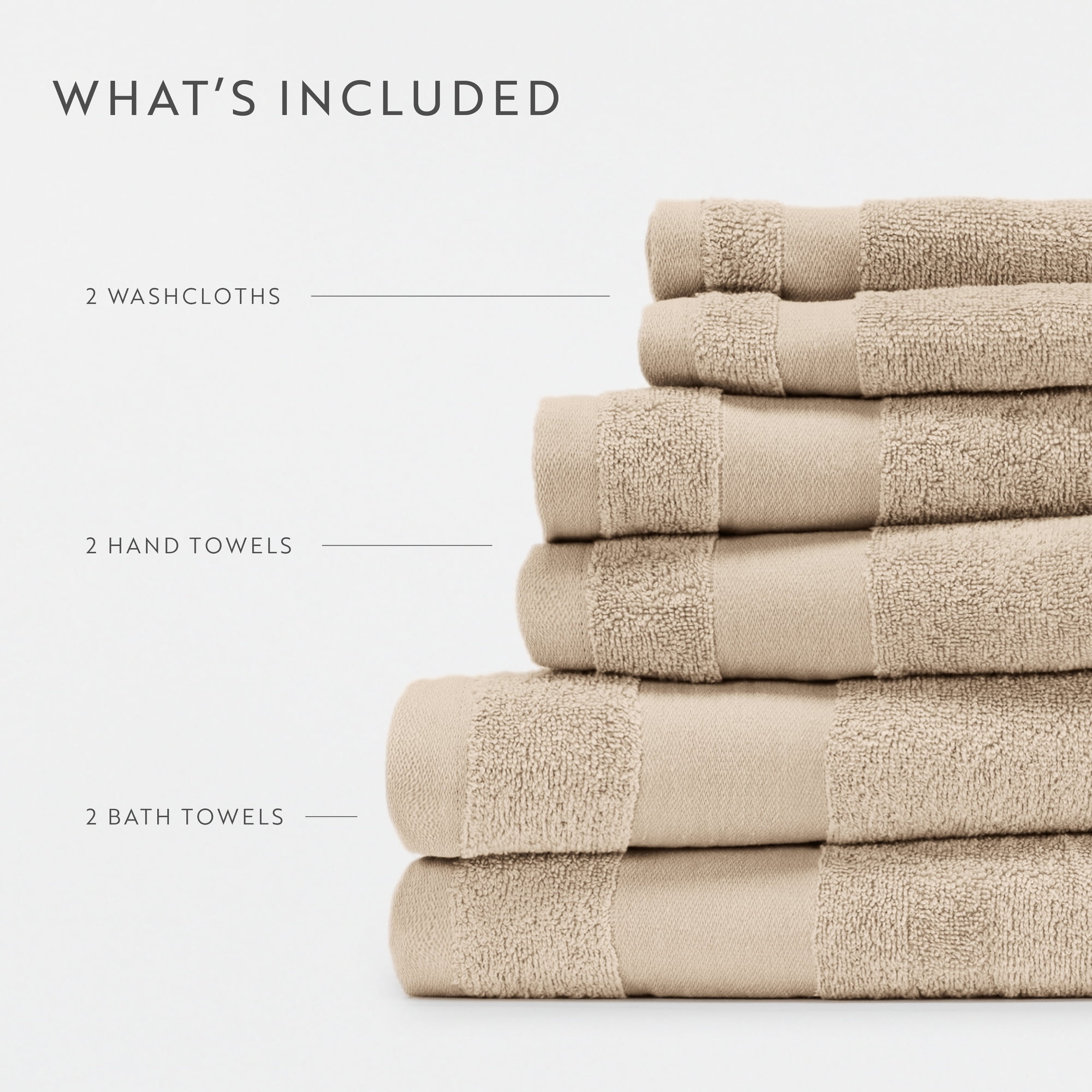Noble Linens 6 Piece Essential Cotton Bath Towel Set
