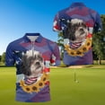 thumbnail image 4 of Aplkyhs Matching Golf Shirts for Couple American Flag Dog Quarter Zip His and Hers Golf Shirts Matching Moisture Wicking Mens Hawaiian Shirt Lapel Design Golf Accessories, 4 of 6