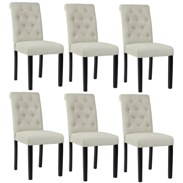 Homy Grigio Gray Fabric Modern Upholstered Dining Chairs with Tufted