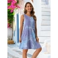 thumbnail image 4 of DARING DIVA Tie Dye Tank Dress Sleeveless Pockets Dress S Blue Purple, 4 of 8