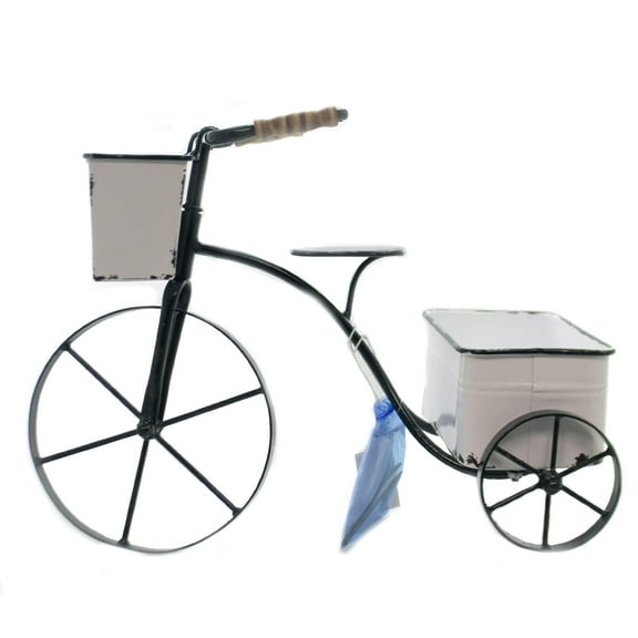Ganz Black & White Enamel Tricycle Planter
