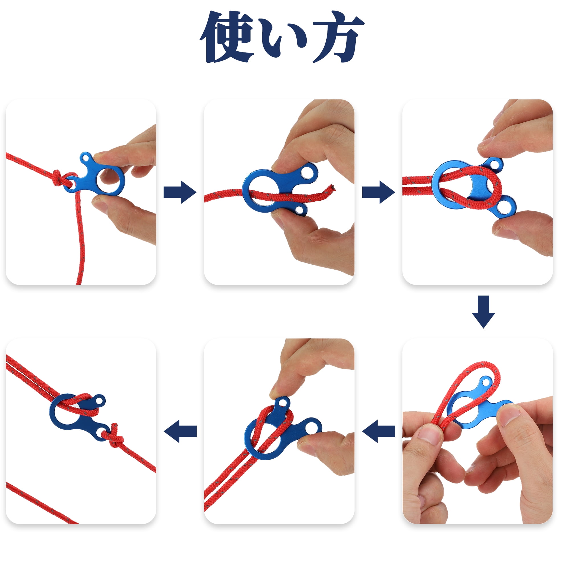 Unique Bargains 8Pcs Rope Buckle Aluminum Alloy Cord Adjuster ["Blue"]